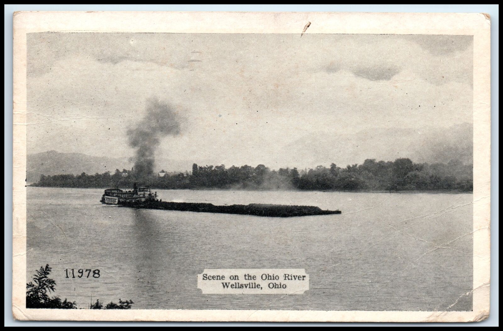 Postcard Scene On The Ohio River Wellsville OH H32