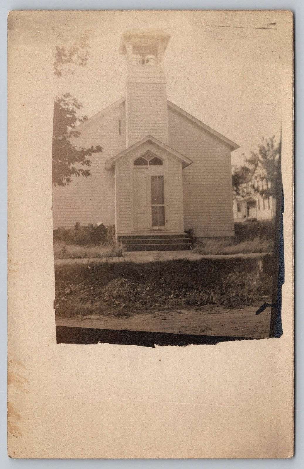 Postcard RPPC Real Photograph Of A School House Or Church Building Unposted
