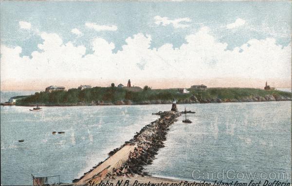 Canada Saint John,NB Breakwater and Partridge Island from Fort Dufferin Postcard