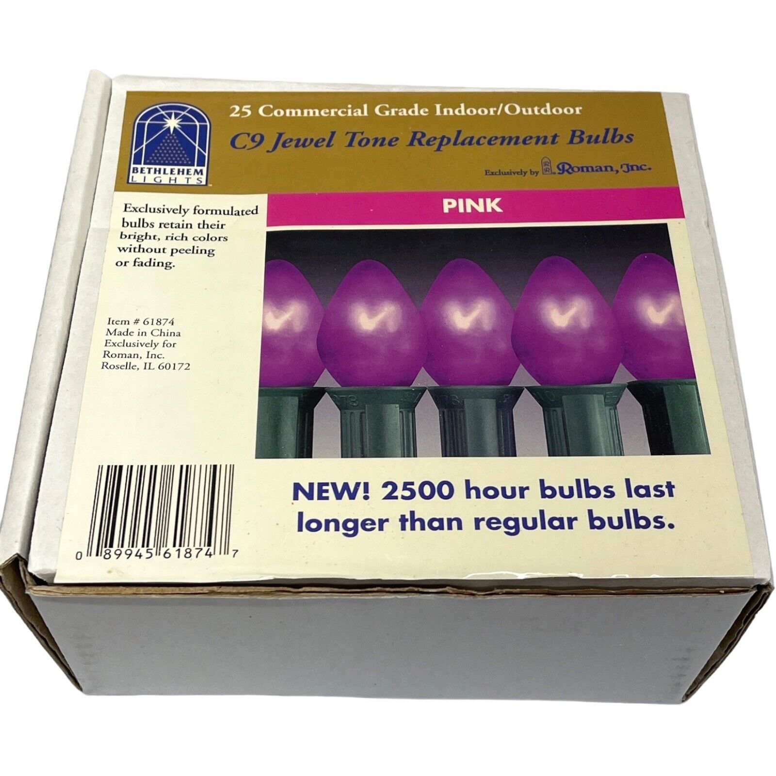 NOS Vintage 1997 Bethlehem Lights 61874 25/C9 Pink Jewel Tone Christmas Bulbs