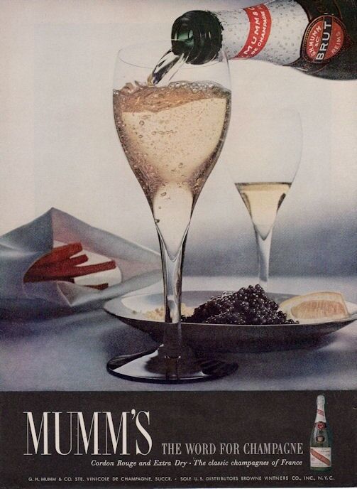 1965 Cordon Rouge Brut PRINT AD French Vintage Mumm\'s Champagne Caviar 