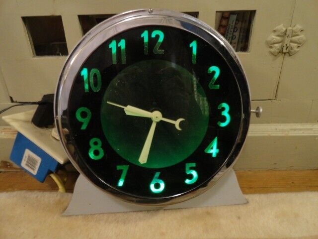Vintage/Antique Glo-Dial Neon Industrial Garage Wall Clock (Everything Works)
