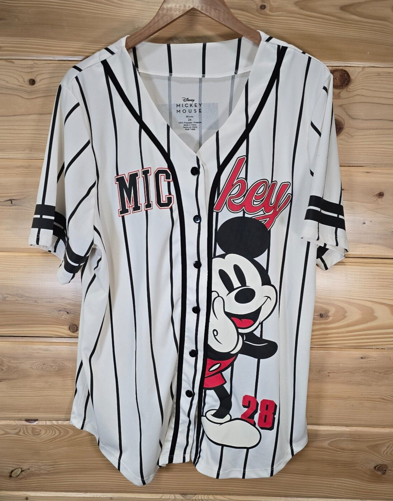 Disney Mickey Mouse Baseball Jersey Women Size 2X #28 Double Sided READ