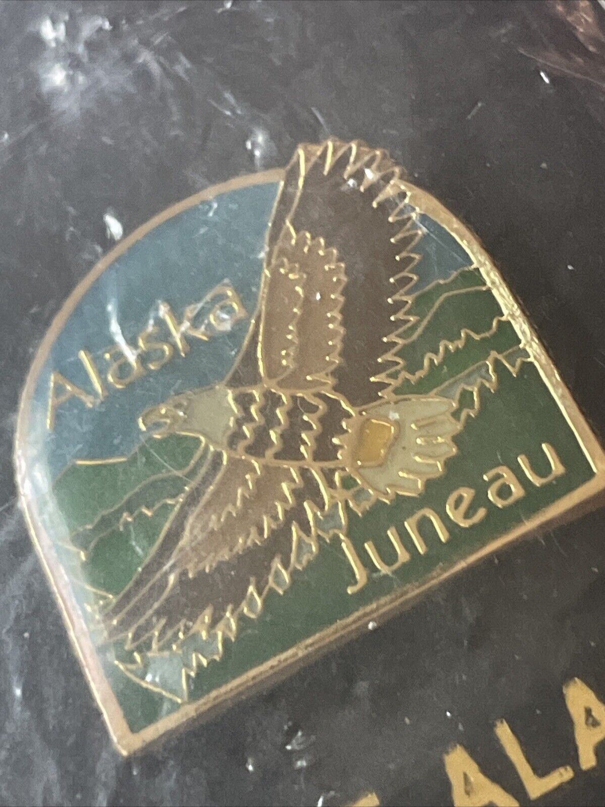 Vintage JUNEAU ALASKA Eagle Hat/Lapel Pin Metal Butterfly Pin Clasp Collectible