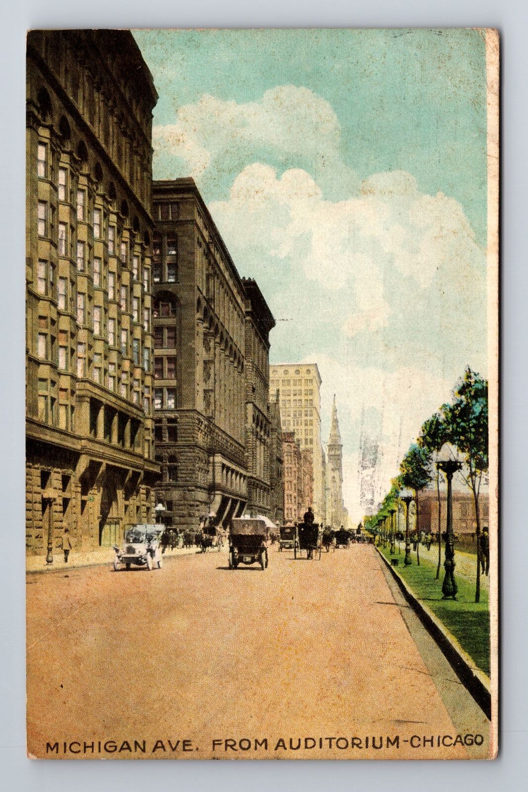 Chicago IL-Illinois, Michigan Avenue, Antique, Vintage c1910 Souvenir Postcard