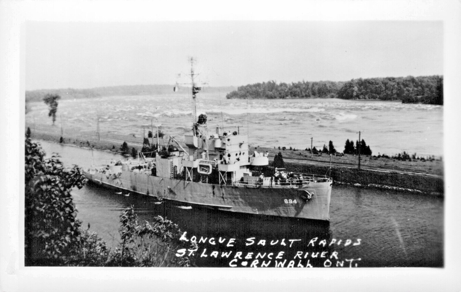 RPPC Cornwall Ontario USS Farmington Navy Patrol Boat Real Photo Postcard 1940s