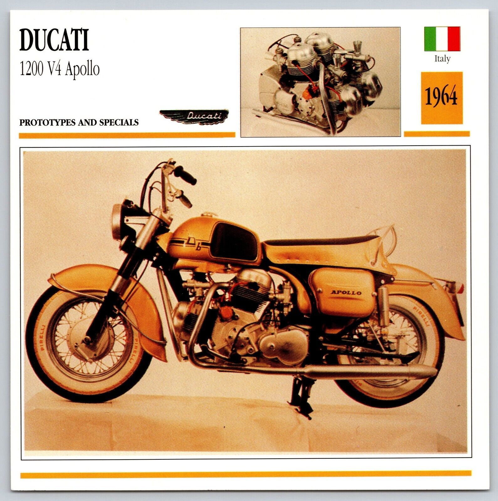 Ducati 1200 V4 Apollo Prototype  1964 Italy Edito Service Atlas Motorcycle Card