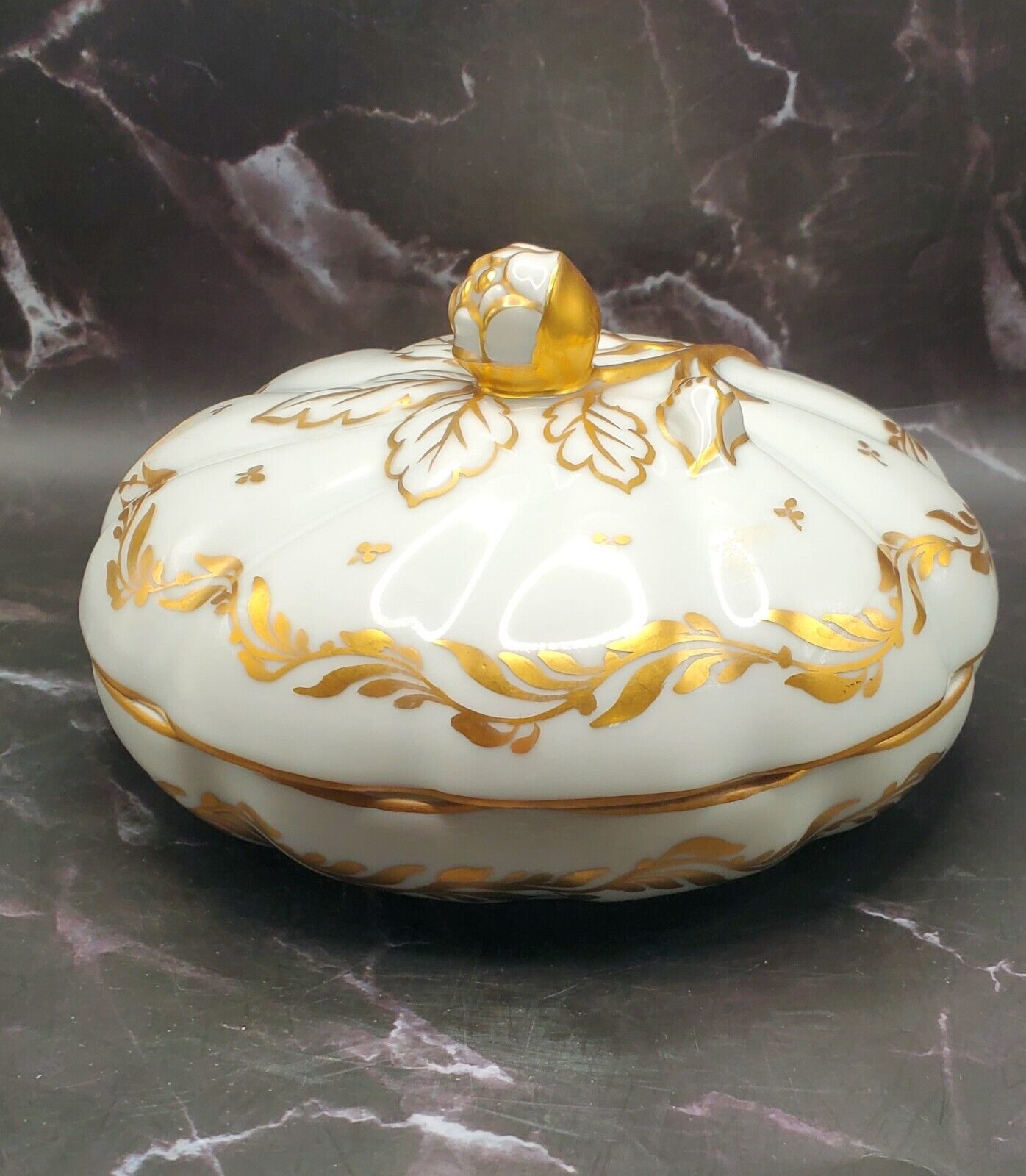 Vintage Sevres French Hand Painted Porcelain Covered Bowl Marked