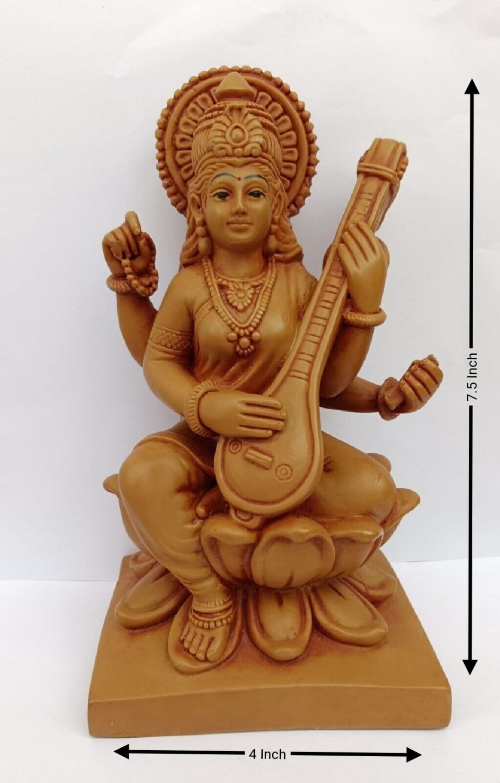 Sarawati Statue  Idol Poly Resin 7.5 Inch