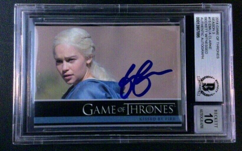 Emilia Clarke ON CARD Autograph - 2014 Game of Thrones #15 - Grade 10