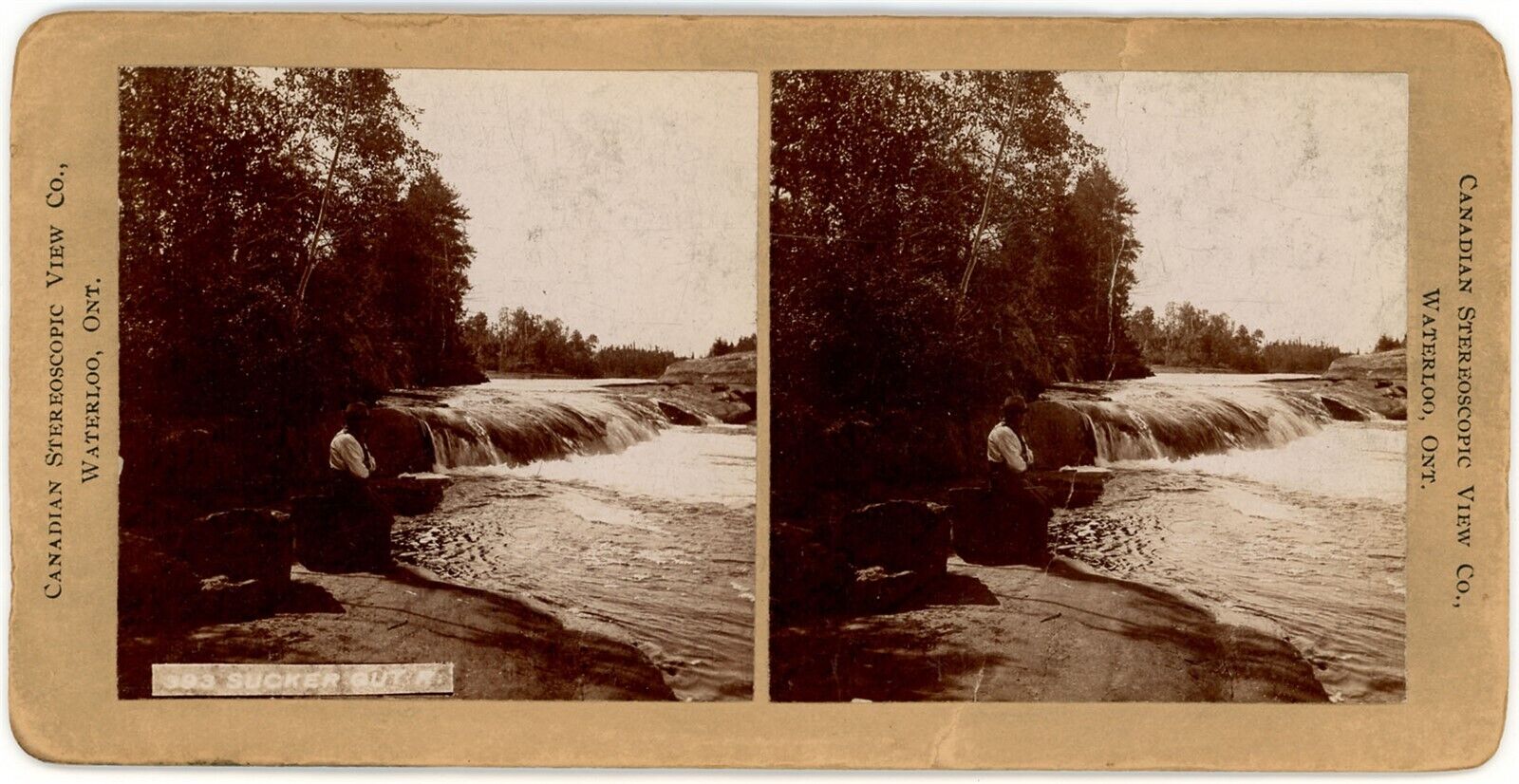 CANADA SV - Ontario - Temagami - Sucker Gut River - Canadian Stereo View Co