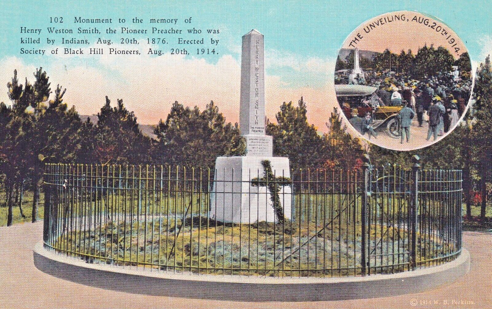 Postcard SD Deadwood South Dakota Henry Weston Smith Monument   I12