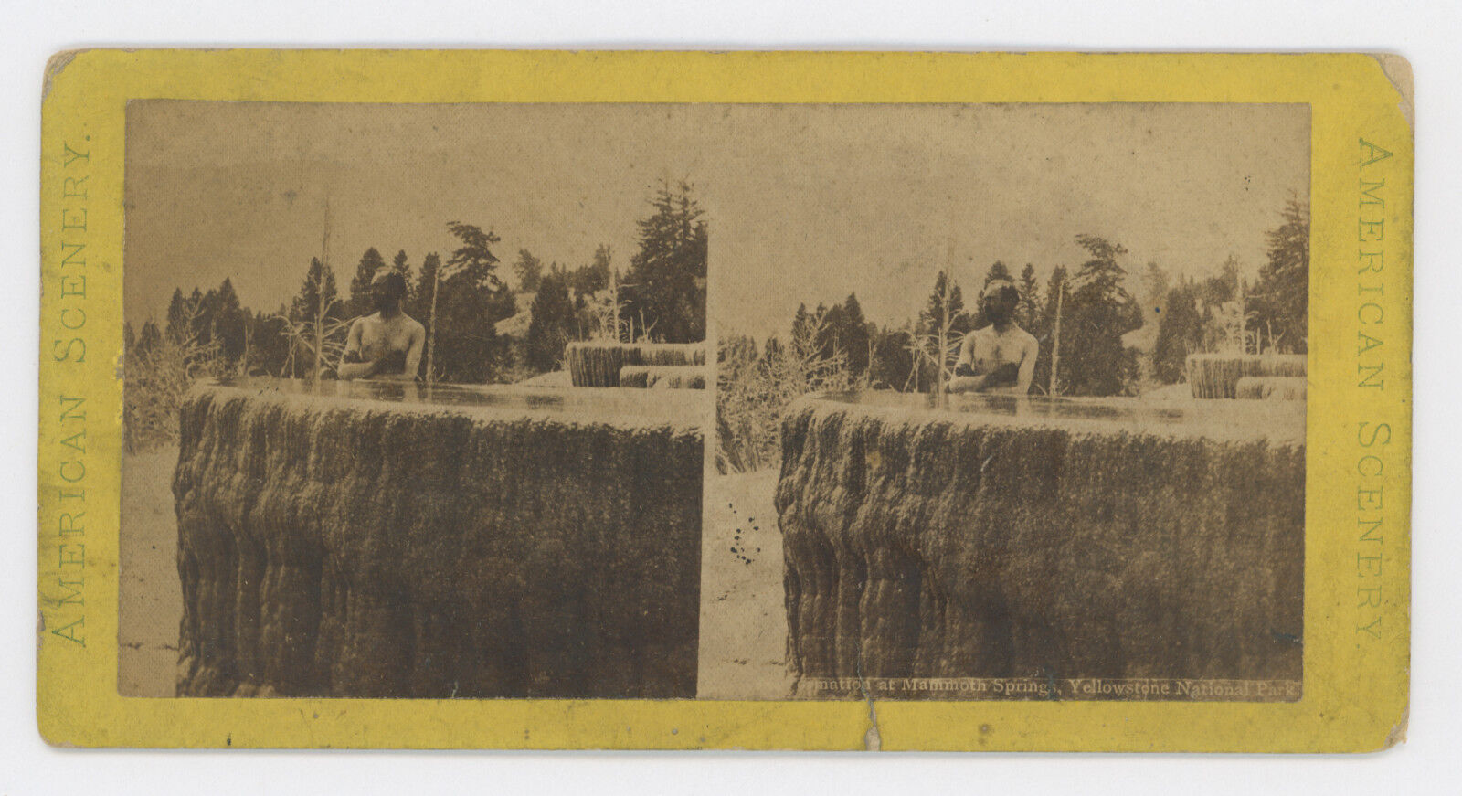 1900-1920 Formation at MAMMOTH SPRINGS Stereoview, YELLOWSTONE NATIONAL PARK