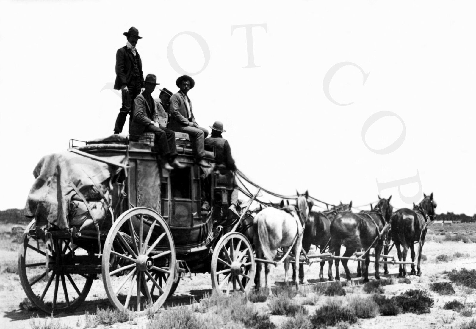 ANTIQUE OLD COWBOY WESTERN 8X10 REPRINT PHOTOGRAPH OF STAGECOACH # 2