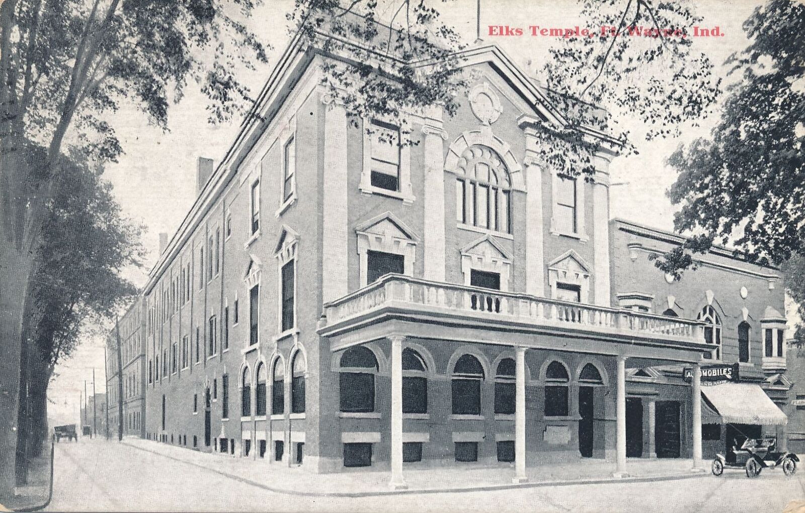 FORT WAYNE IN - Elks Temple Postcard - 1909