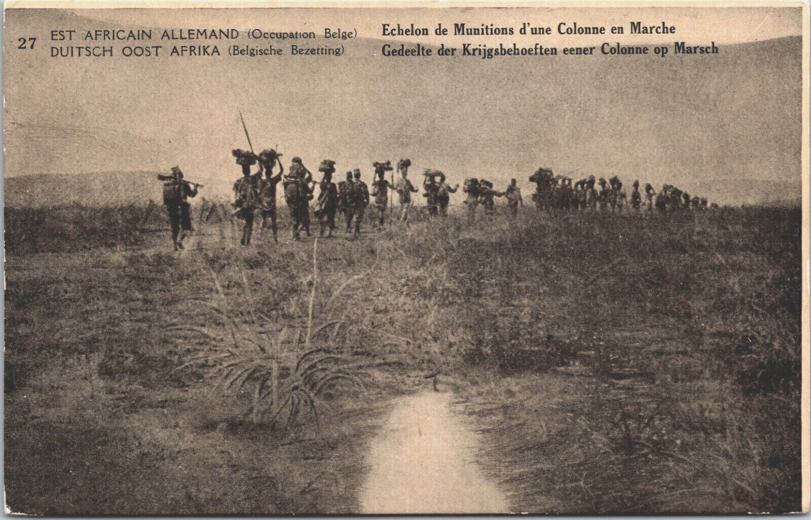 Est Africain Belge Echelon Munitions Colonne en Marche Vintage Postcard B114