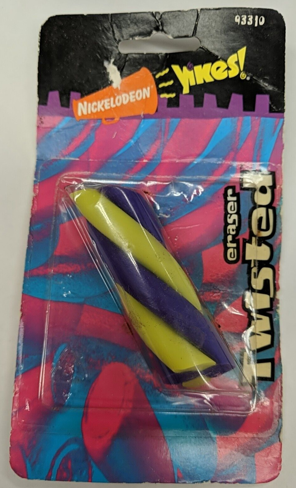 Nickelodeon YIKES Twisted Erasers Sanford 93310 Purple & Yellow NOS Open Package
