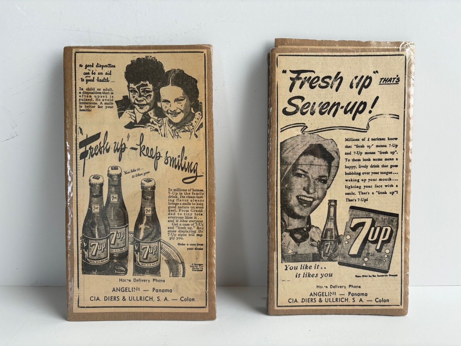 Lot of 5 Vintage 7-UP 1944 Newsprint Advertisement