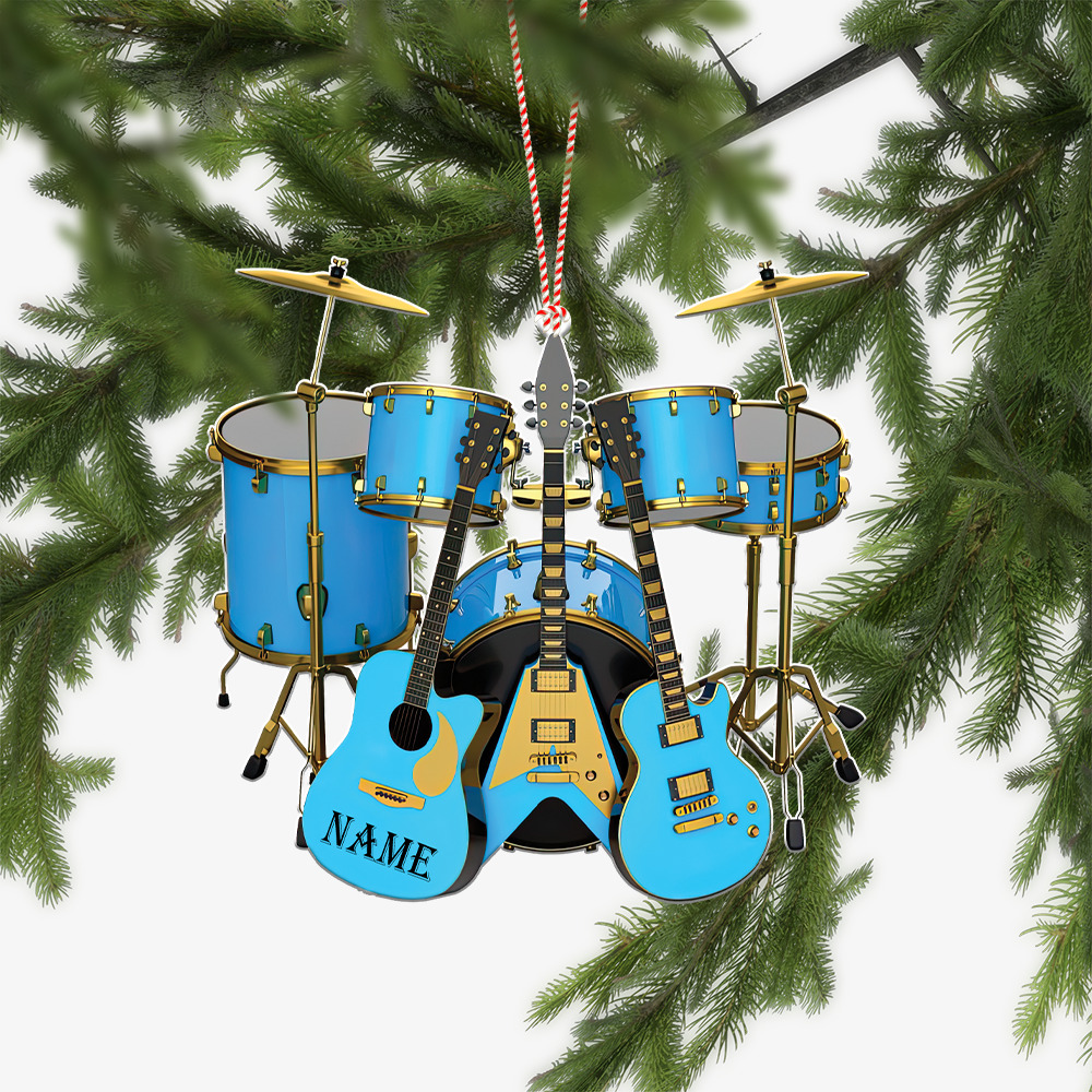Personalized Drum Ornament, Drum Set Christmas Ornament, Drummer Xmas Ornament