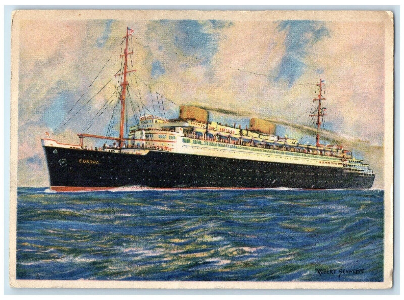 c1930\'s Europa Norddeutscher Bremen Steamer Ship Unposted Vintage Postcard