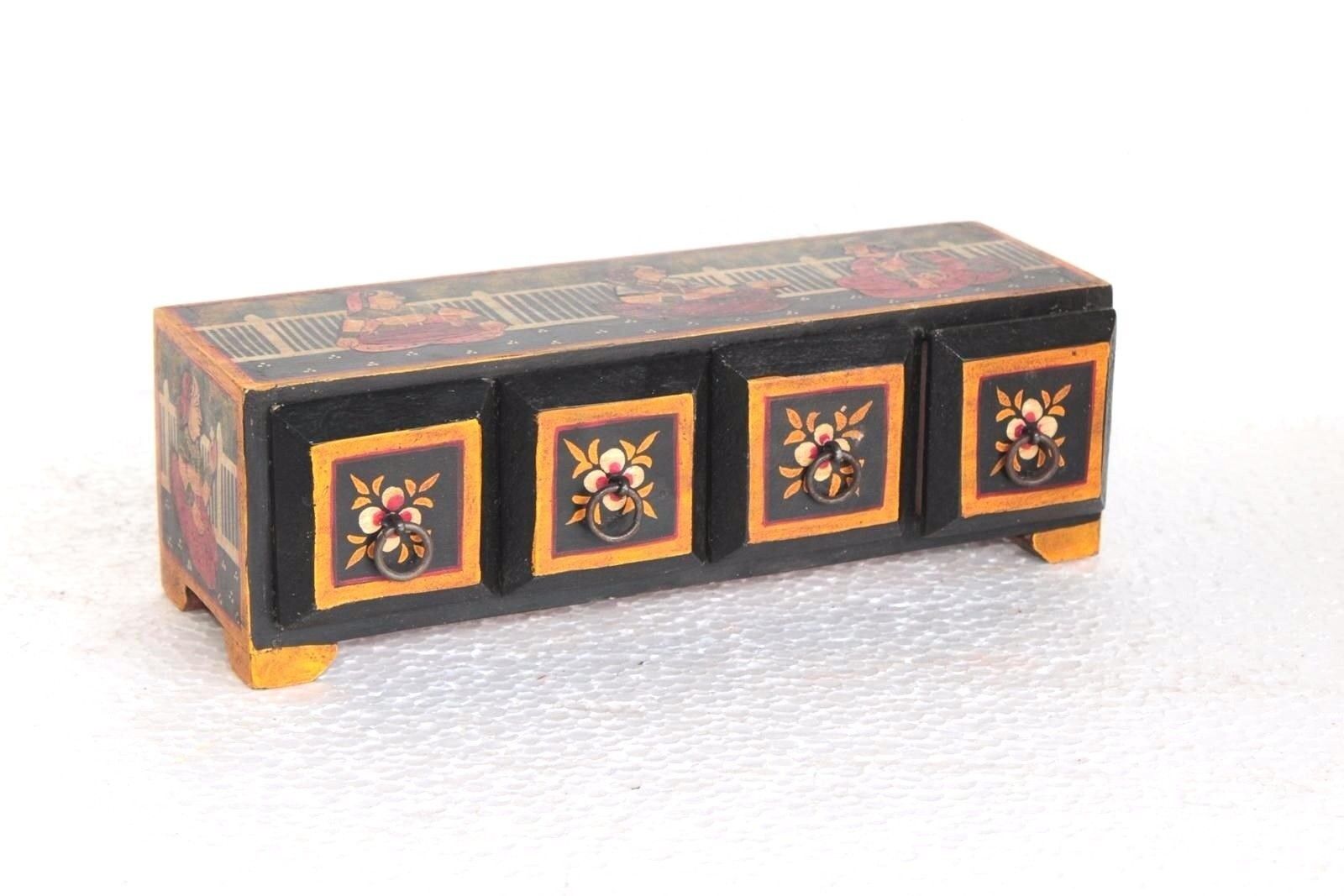 New 4 Drawer Chest Handpainted Wood Handicrafts Collectible Christmas Gifts W-6