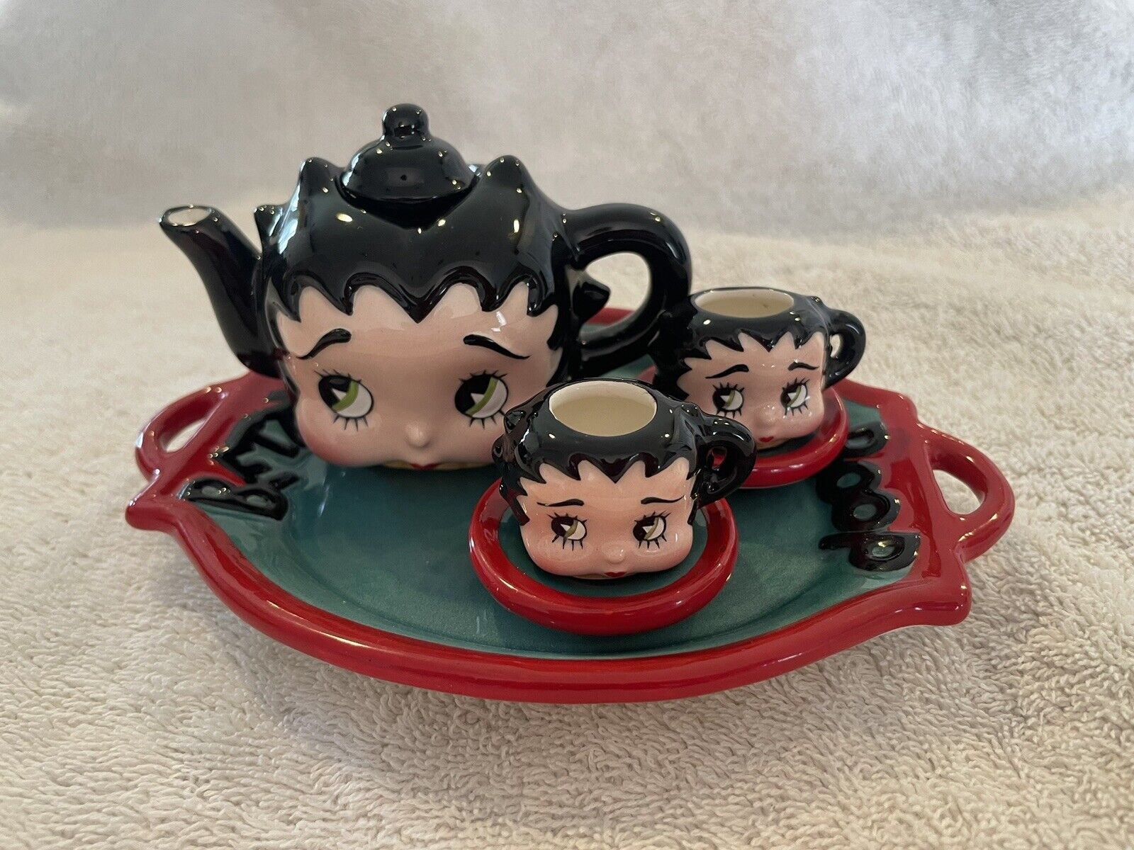 BETTY BOOP Vandor 1995 - 7 Pc Mini Ceramic Tea Set Collectible
