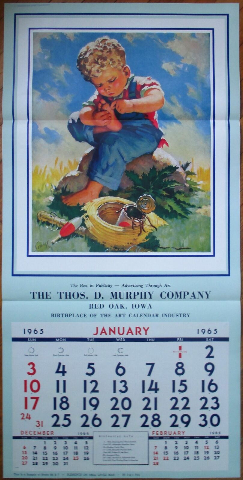Fishing Boy 1965 Advertising Calendar/44x22 Poster: Blessings on Thee Little Man