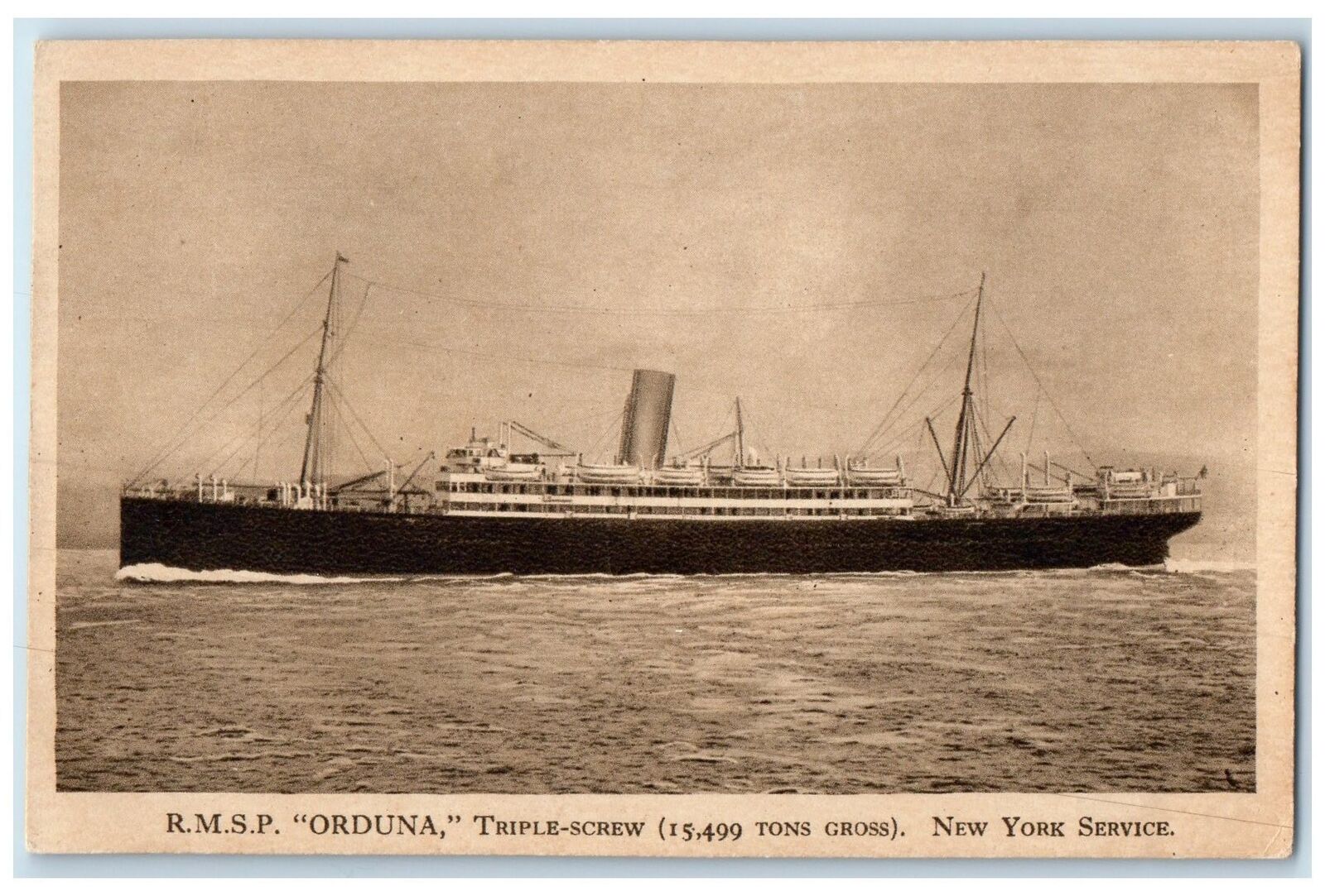 1910 RMSP Steamer Ship Orduna Triple Crew New York Service New York NY Postcard