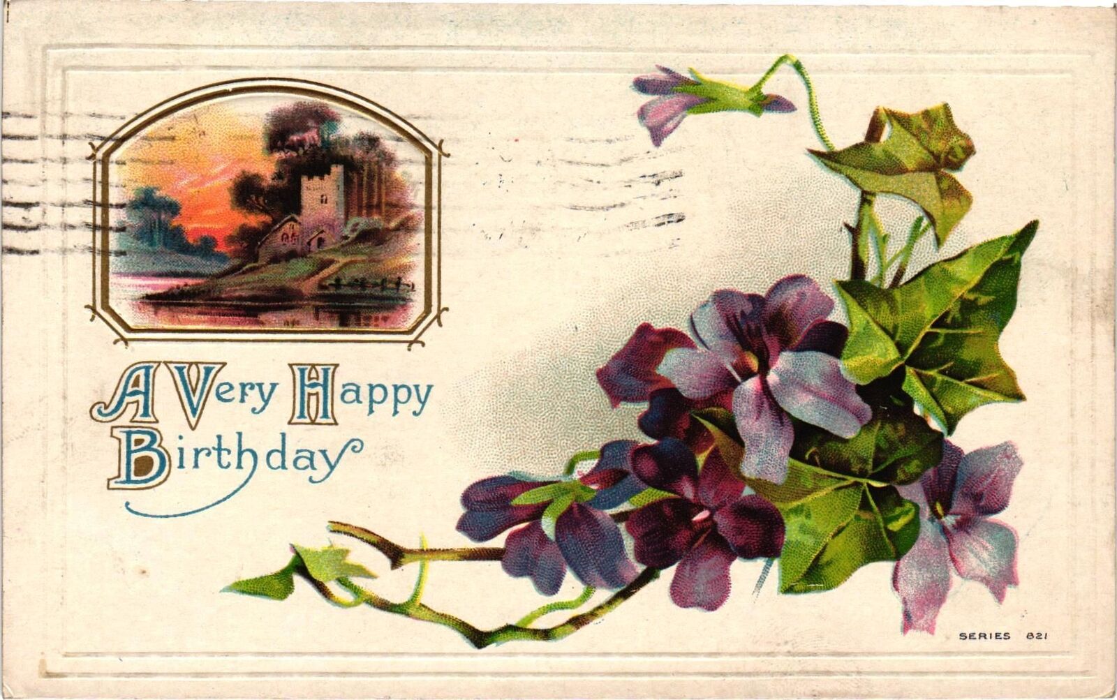 Vintage Postcard- Birthday, A Very Happy Birthday Posted 1910