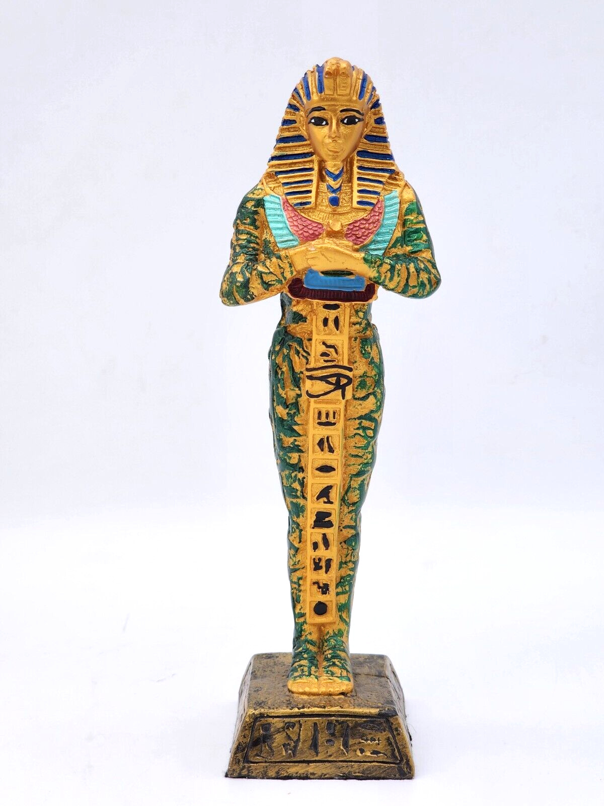Unique King Tut Tutankhamen Egyptian Antique Multicolor Stone Statue Bazareg