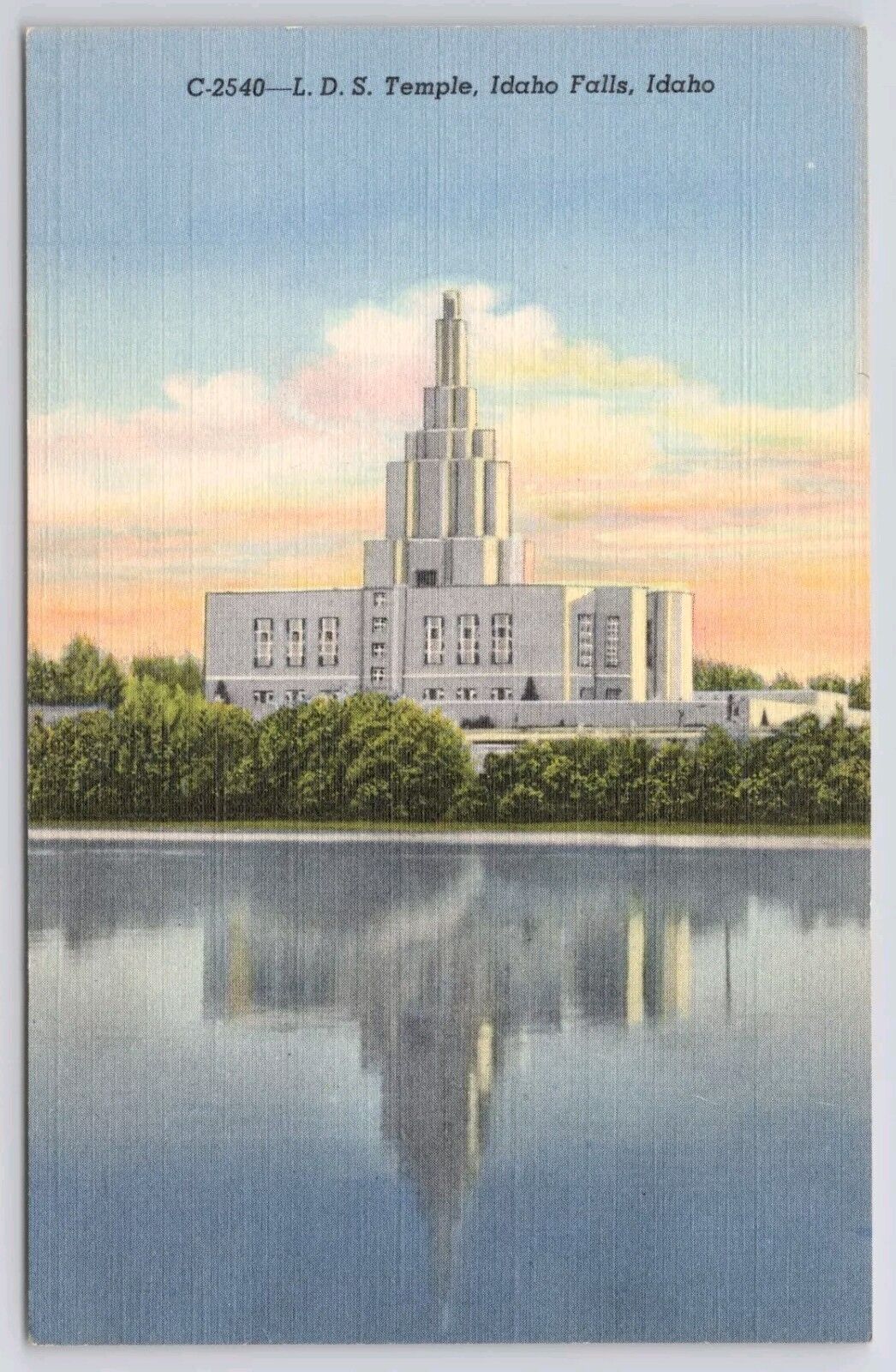 Idaho Falls LDS Temple Linen Postcard