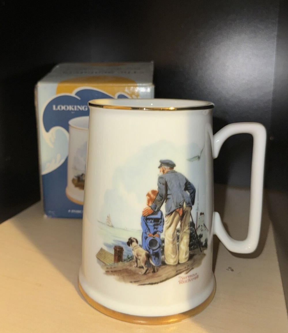 1985 Norman Rockwell COLLECTORS TANKARD in Box Looking Out to Sea Porcelain