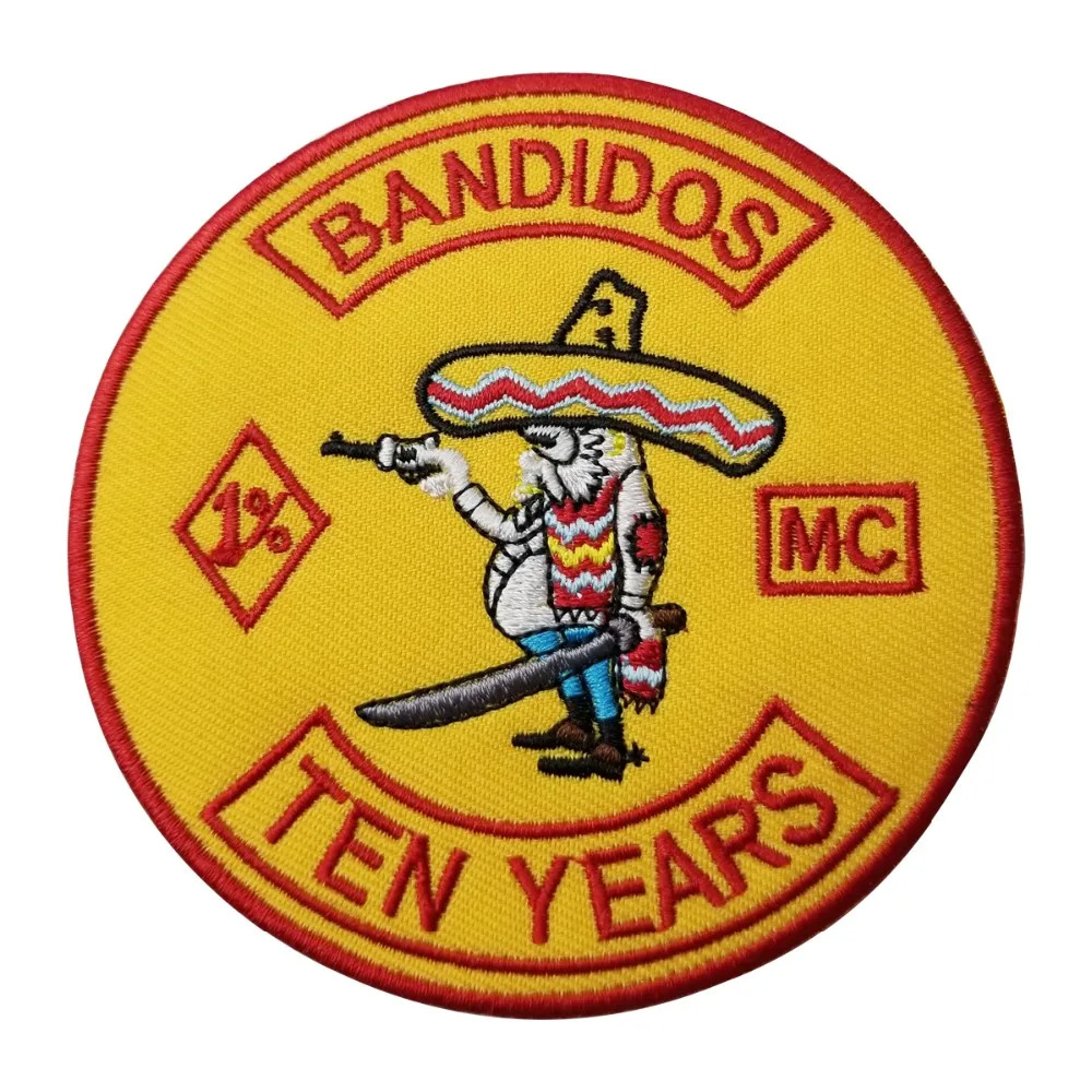 10 Pieces Small MC Bandidos Embroidered Biker Iron on Patches Sewing DIY Badges