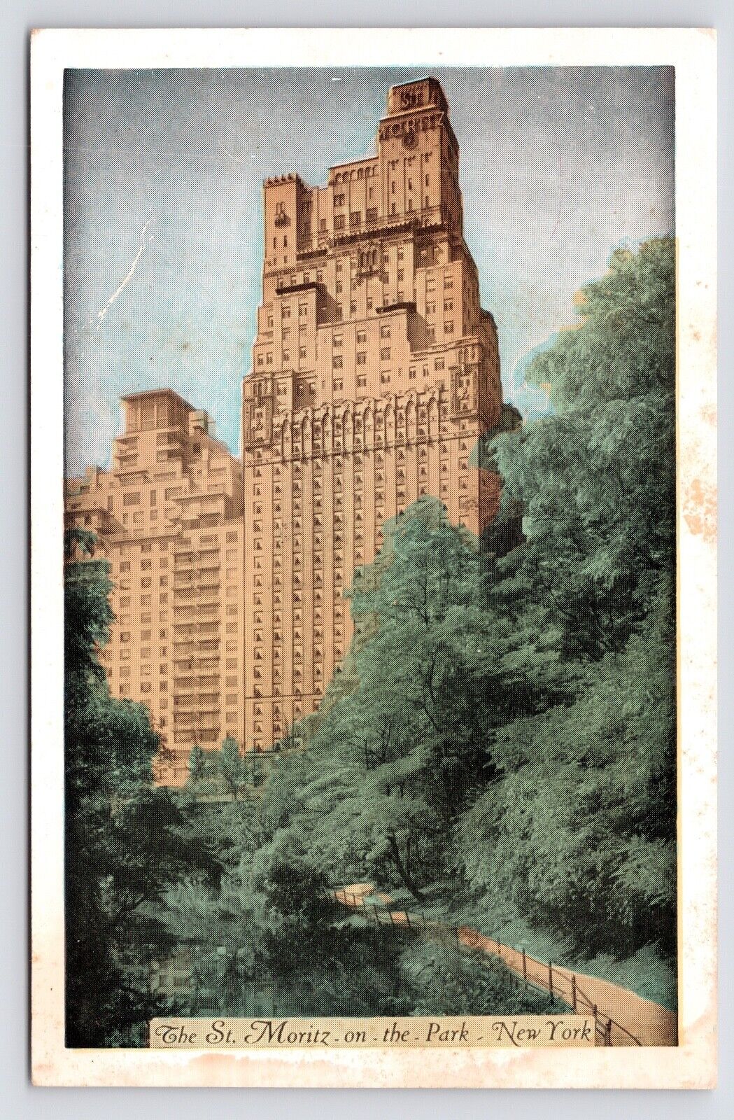 1930s-40s~Hotel St. Moritz~NYC New York~Central Park~Manhattan~VIntage Postcard