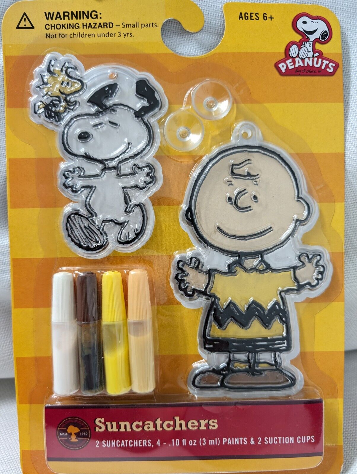 Peanuts Suncatcher Features Snoopy W/Woodstock And Charlie Brown NOS Colorbok