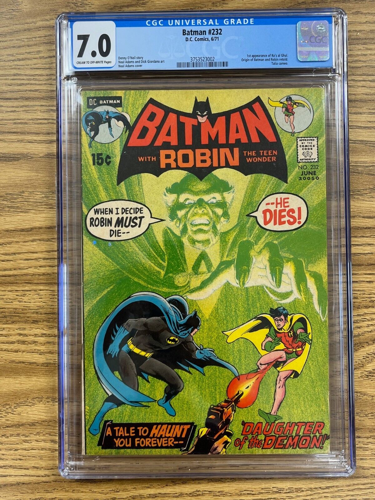 DC Comics- Batman #232 (1971) CGC 7.0  1st Ra’s Al Ghul & Talia Cameo
