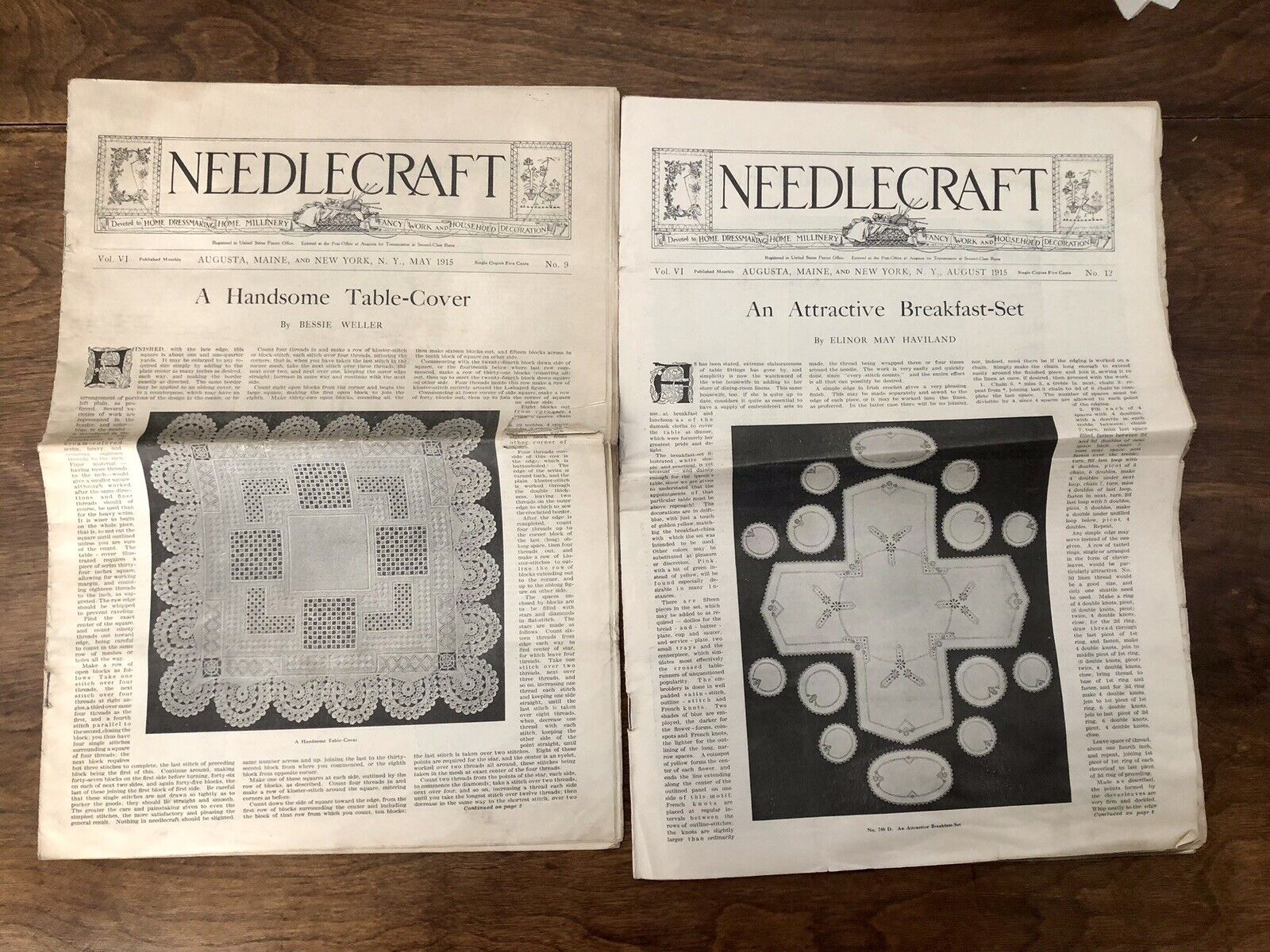 Antique Vintage Needlecraft 1915 Two Magazine Booklets Excellent Condition