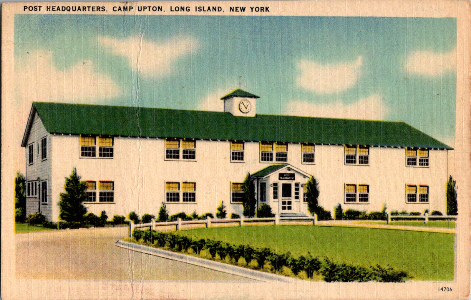 Vintage C. 1920\'s Camp Upton Post Headquarters Long Island New York NY Postcard
