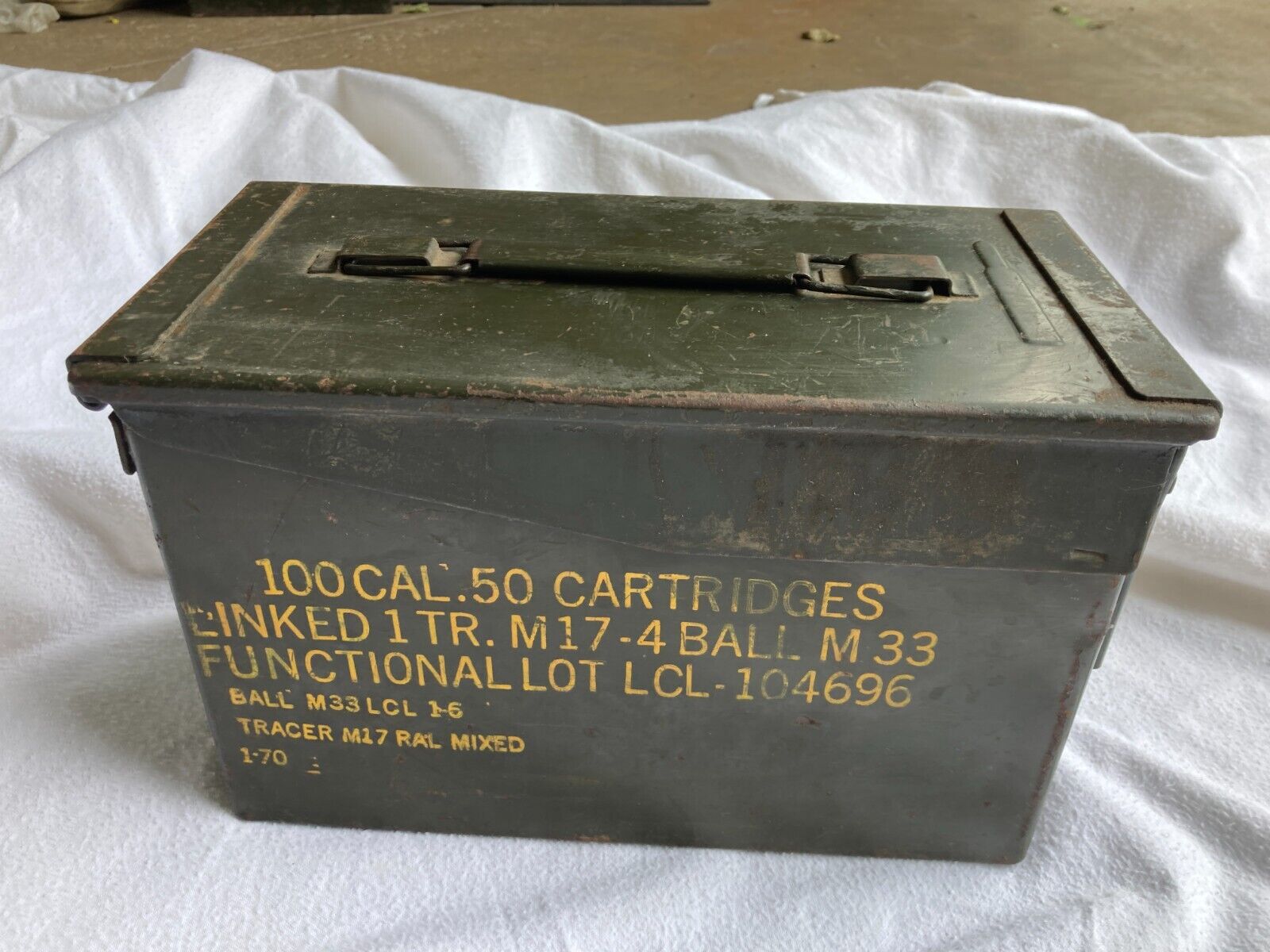 Old US Military WW2 era EMPTY Metal  Ammunition Box USED Ammo