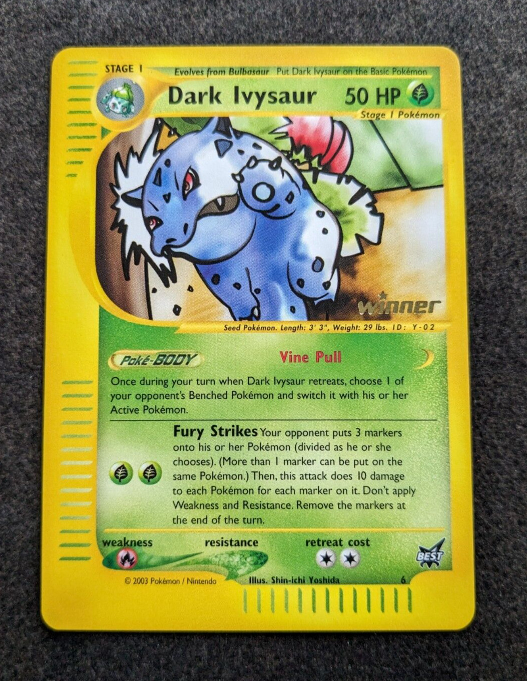 Dark Ivysaur - Winner Stamped - Best of Game - 6 - WOTC Black Star Promo Pokemon