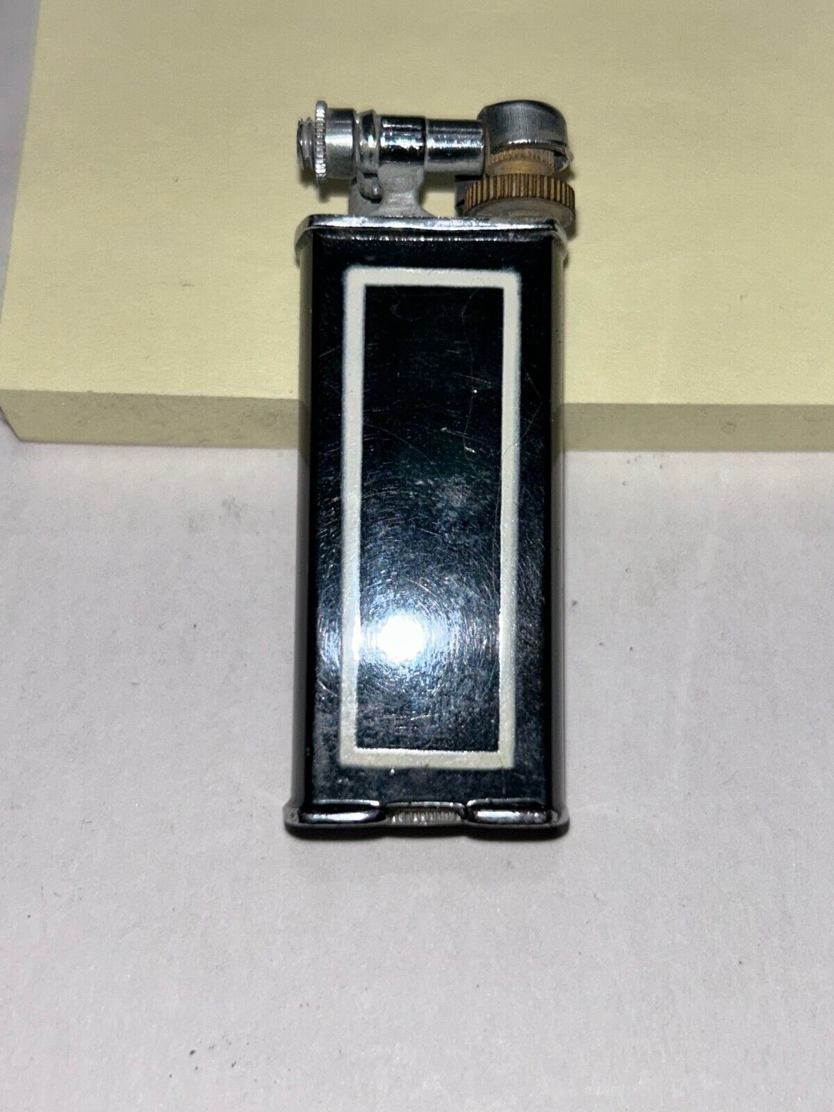 Vintage Golden Wheel Cigarette Lighter Black in Original Box UNTESTED