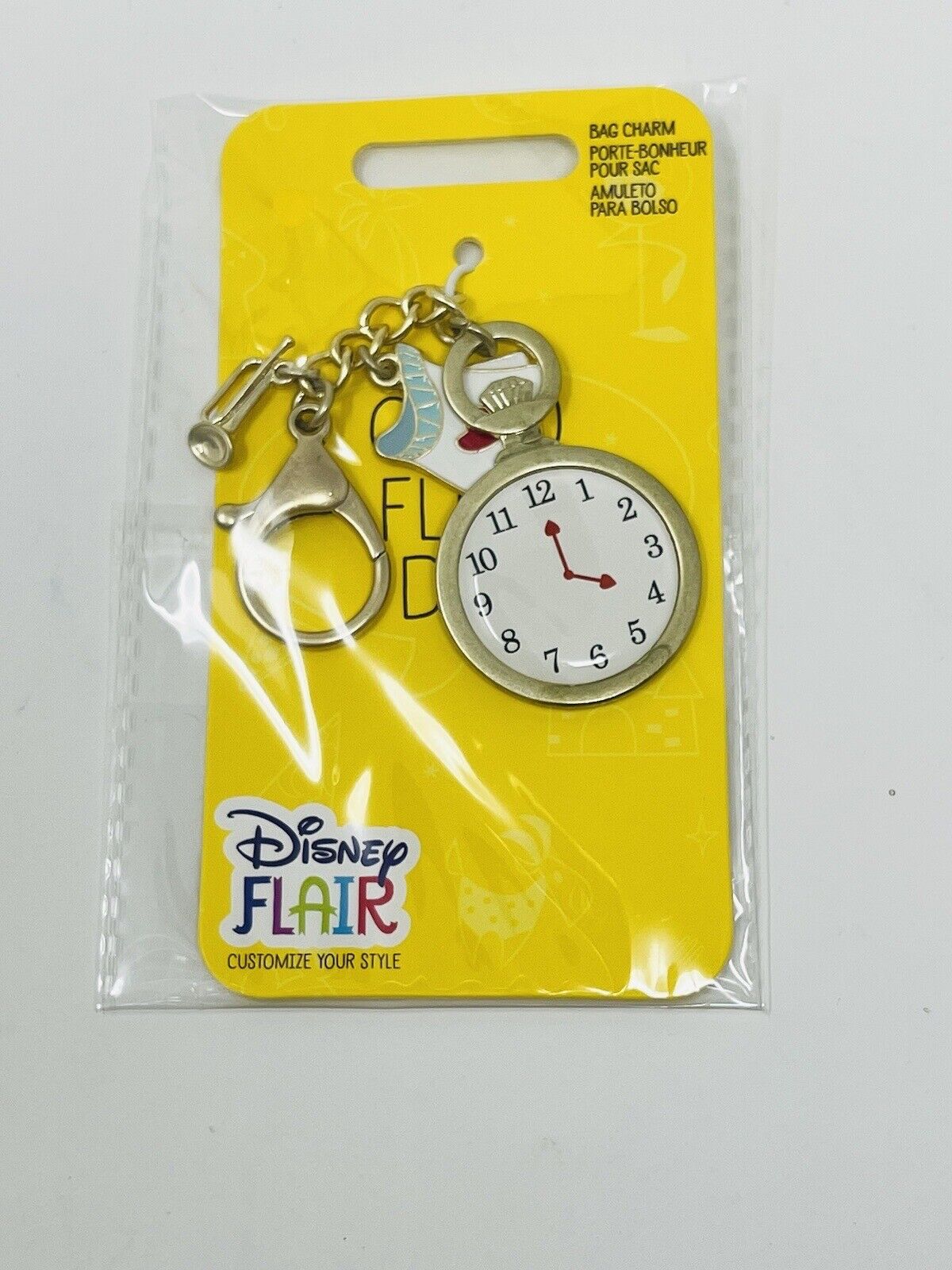 Alice Wonderland White Rabbit Pocket Watch Bag Charm Keychain Disney Flair New