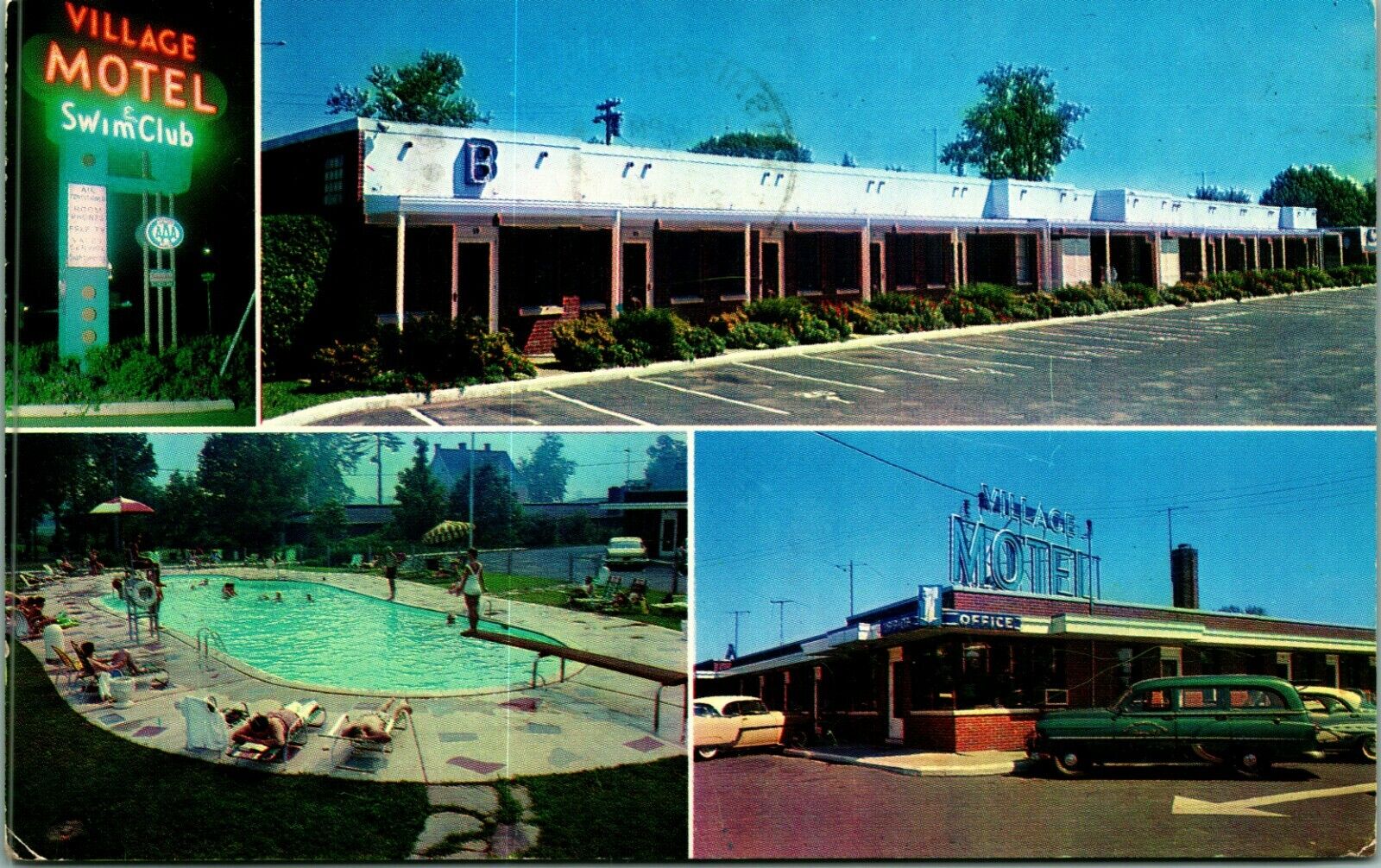 Village Motel and Swim Club Rahway New Jersey NJ 1961 Chrome Postcard Q15