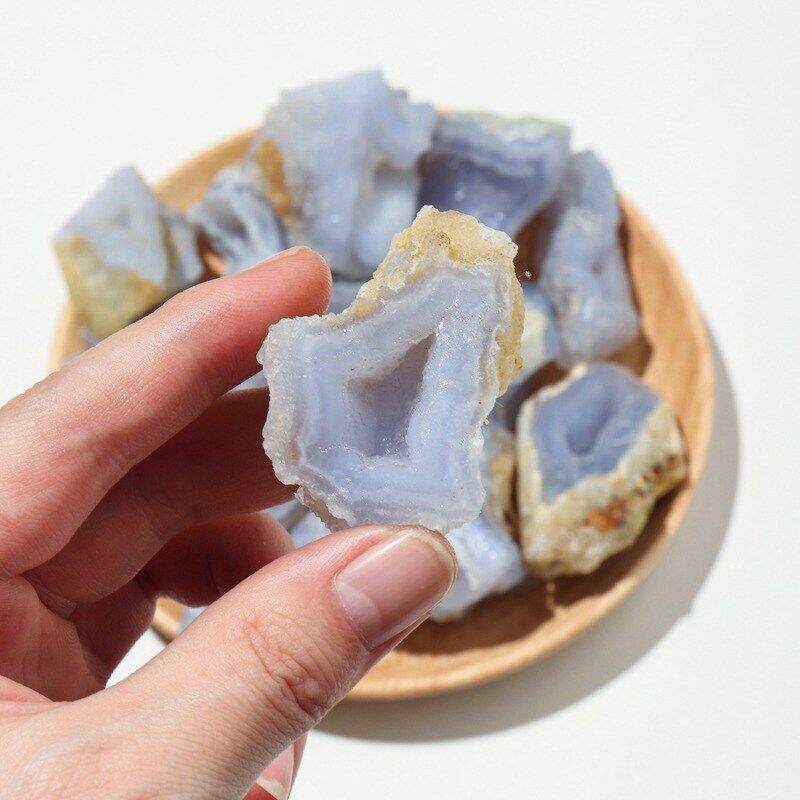 30-50g Natural Blue Lace Agate Quartz Crystal Rough Druzy Geode Cluster Healing