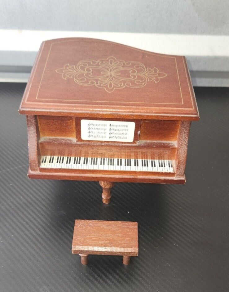  VINTAGE WOODEN MUSIC JEWELRY BOX PIANO Music Box Is Broken DOLL HOUSE FURNITURE