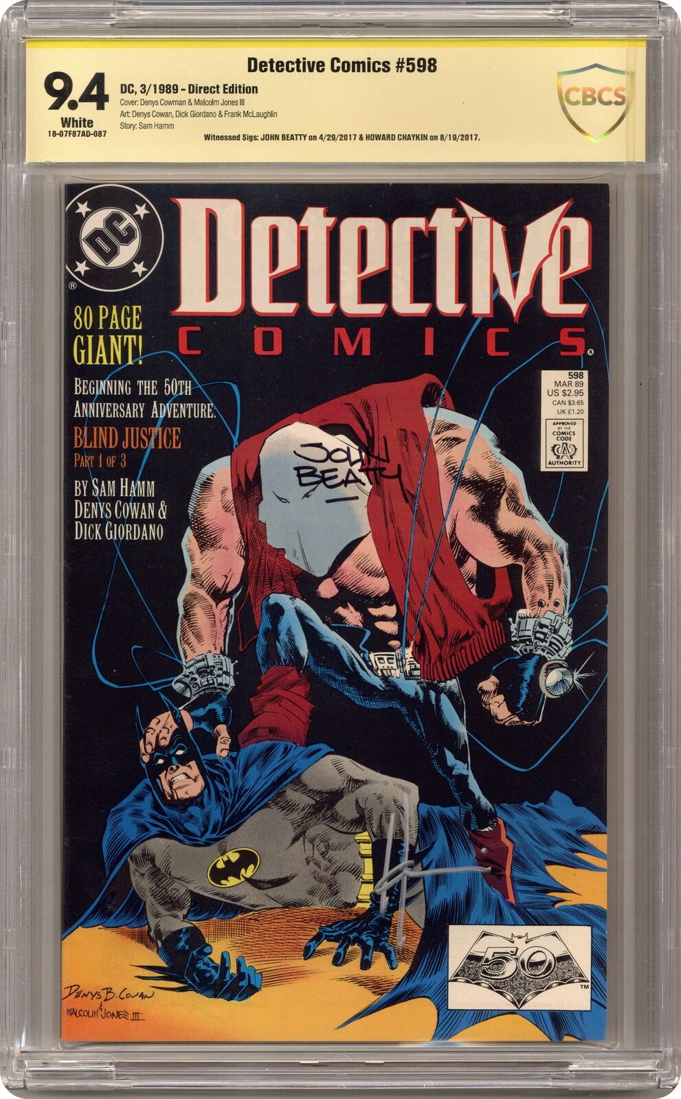 Detective Comics #598 CBCS 9.4 SS Beatty/Chaykin 1989 18-07F87AD-087