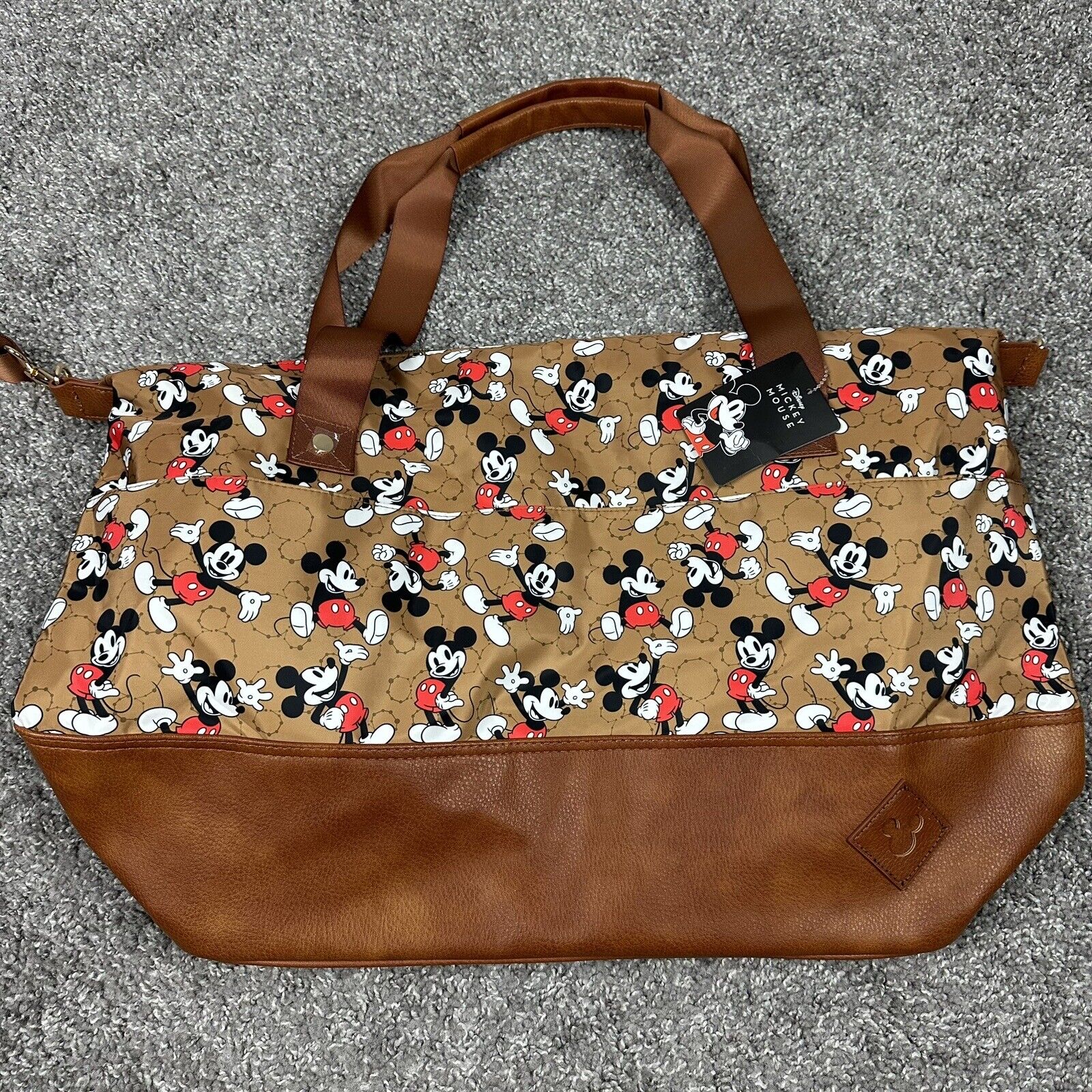 BioWorld Disney Mickey Mouse Women\'s Travel Duffle Weekender Carry-On Bag Brown