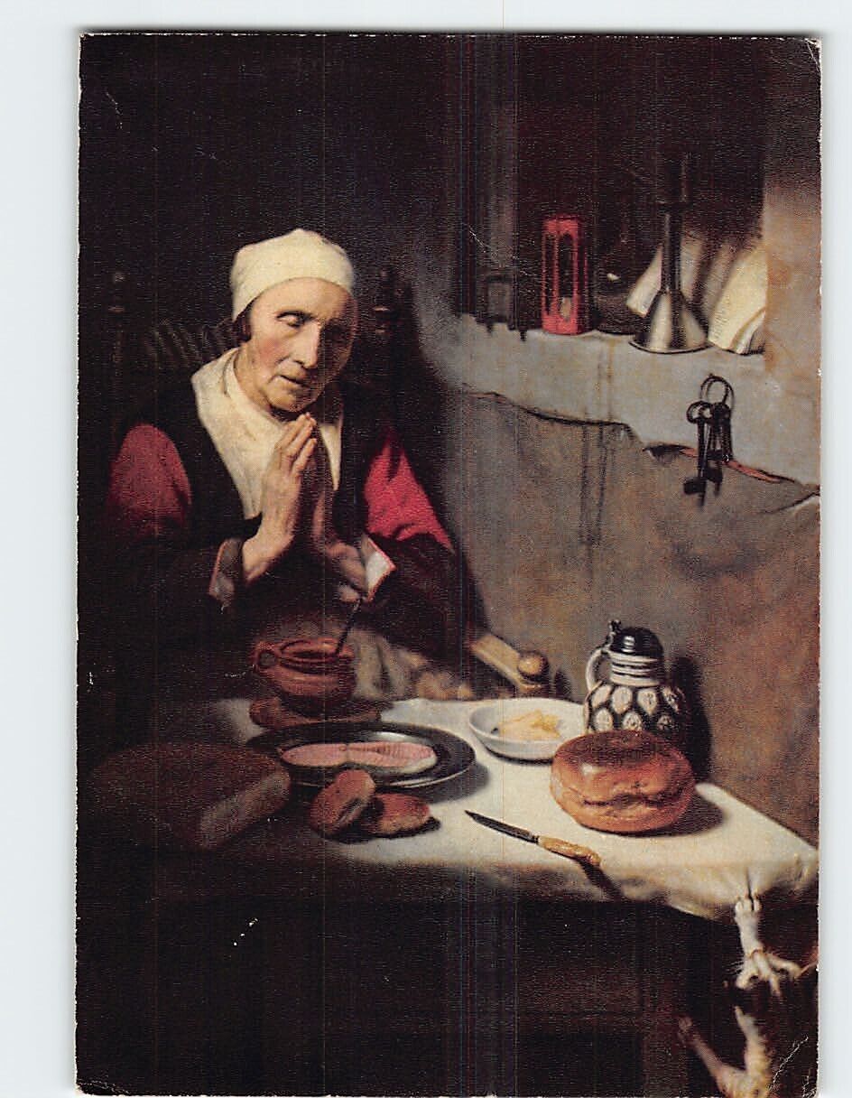 Postcard Old woman By Nicolaes Maes, Rijksmuseum, Amsterdam, Netherlands