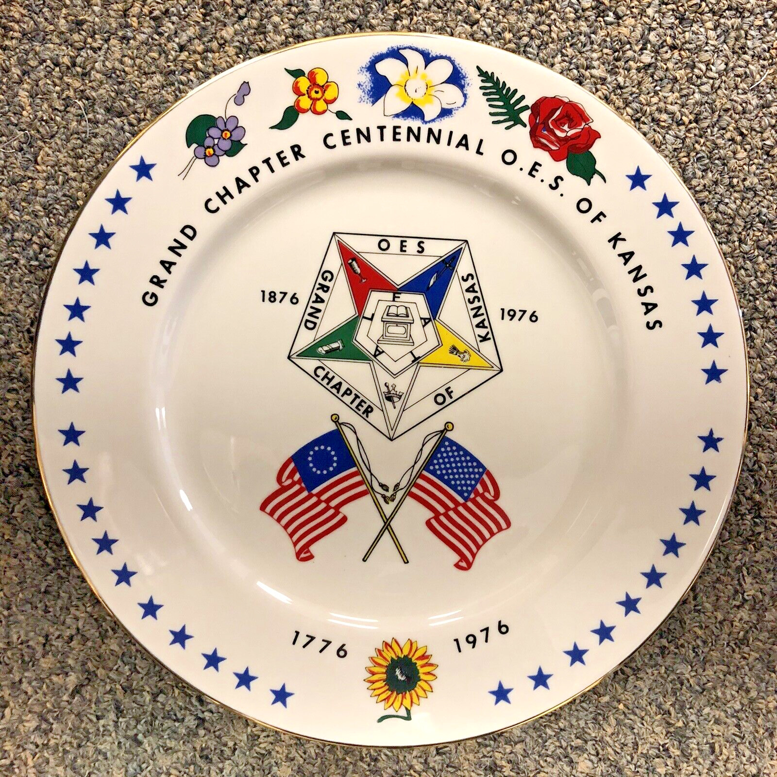 Grand Chapter Centennial O.E.S. Of Kansas Bicentennial Dish / Plate OES