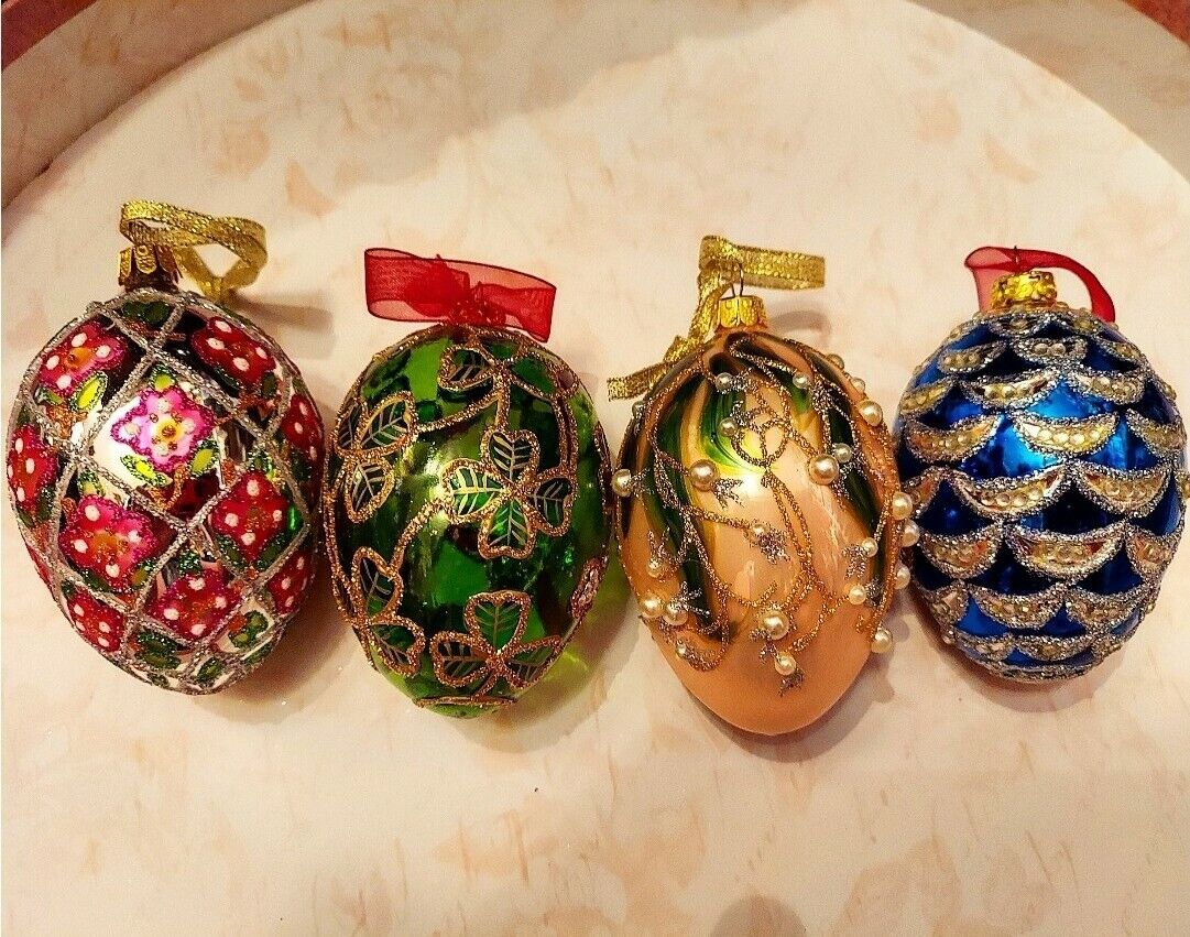 JOAN RIVERS Classic Collection Set 4 Russian Spring Egg Ornaments Christmas new
